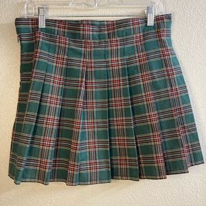 Plaid pleated mini skirt